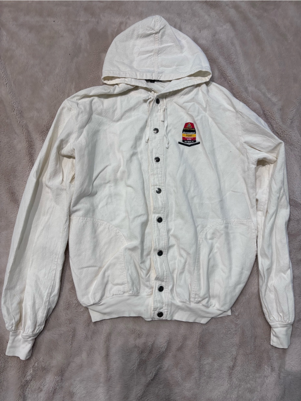 Women’s White Hooded with Patch Detail